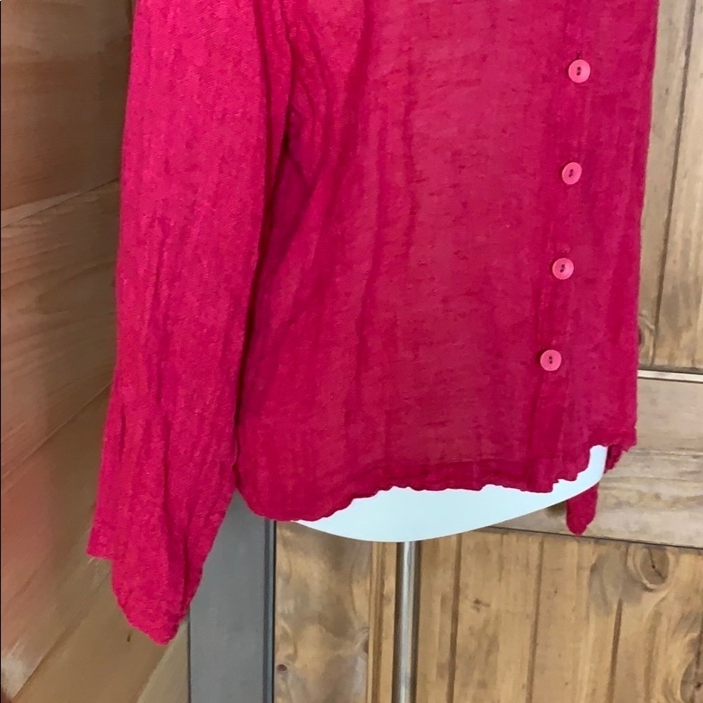 Flax red linen button front blouse Size Medium - Picture 6 of 9